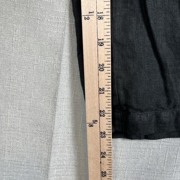 KLEEN Lagenlook 100% LINEN PANTS Size XS 0 2 Black Crop Wide Leg Comfort Pull On - Picture 5 of 8